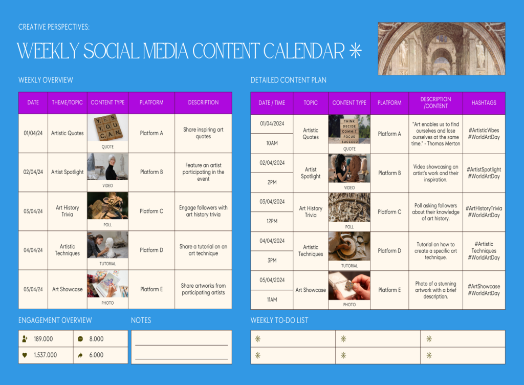 CONTENT CALENDAR TEMPLATE